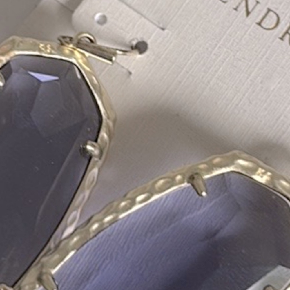 EUC [Kendra Scott] Ella Iolite Purple Crystal Glass Silver Faceted Drop Earrings - Picture 11 of 11